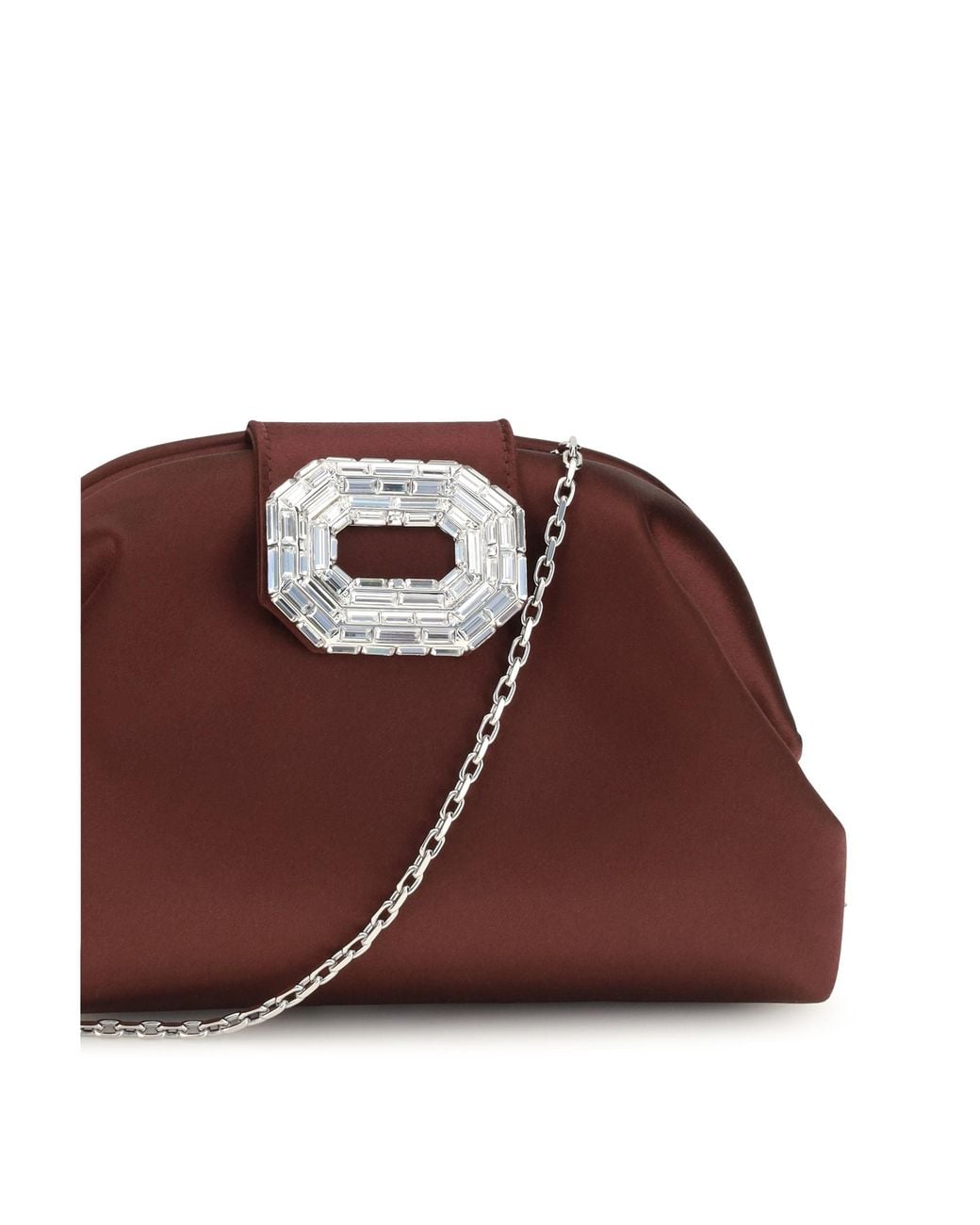AMINA MUADDI Brown Camelia Satin Clutch