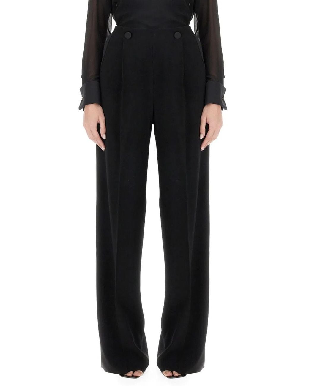 Max Mara Black Regular Pleated Pants