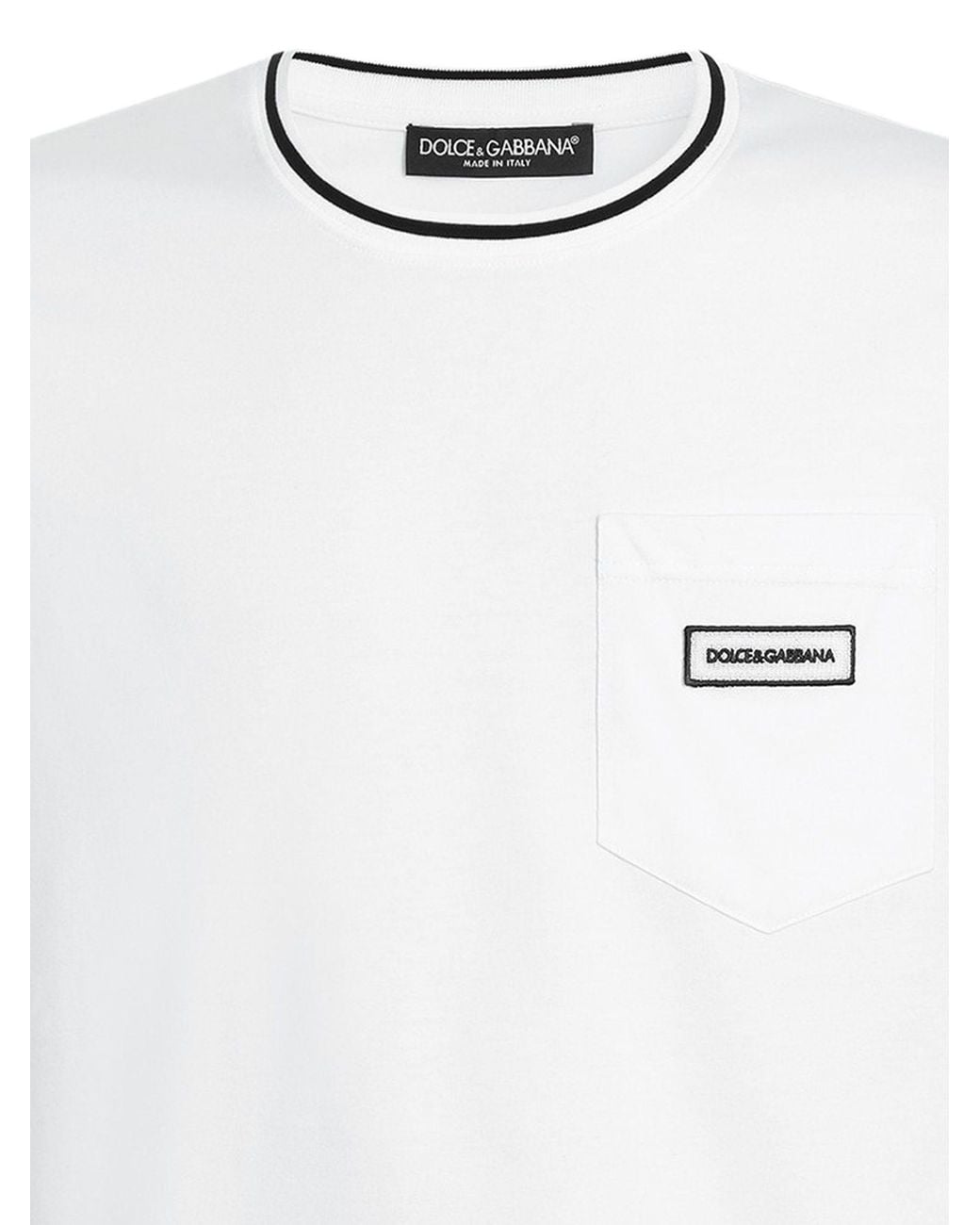 Dolce & Gabbana White Dolce & Gabbana T-Shirt With Pocket And Logo Patch for men
