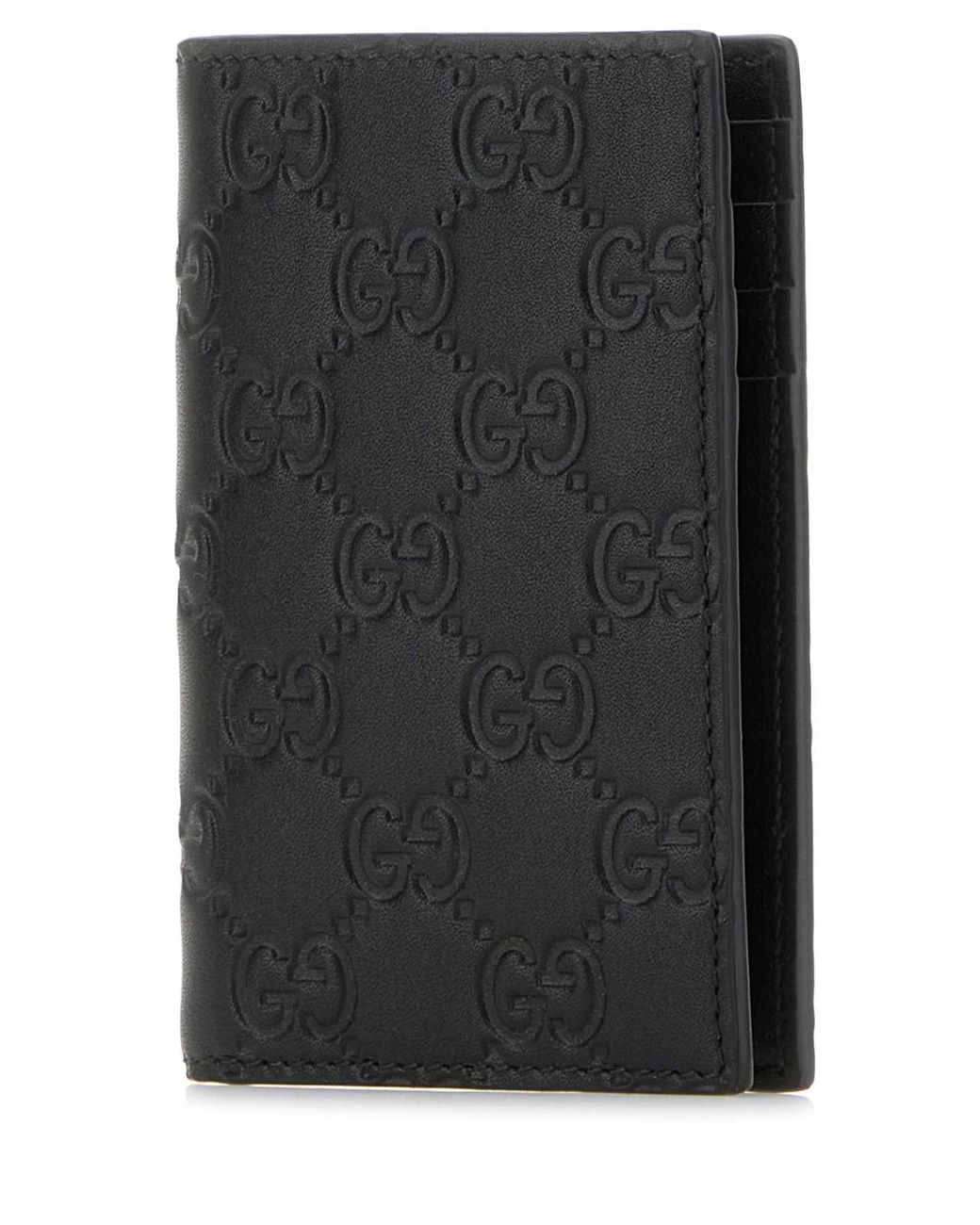 Gucci Black Leather Gg Emblem Card Holder for men