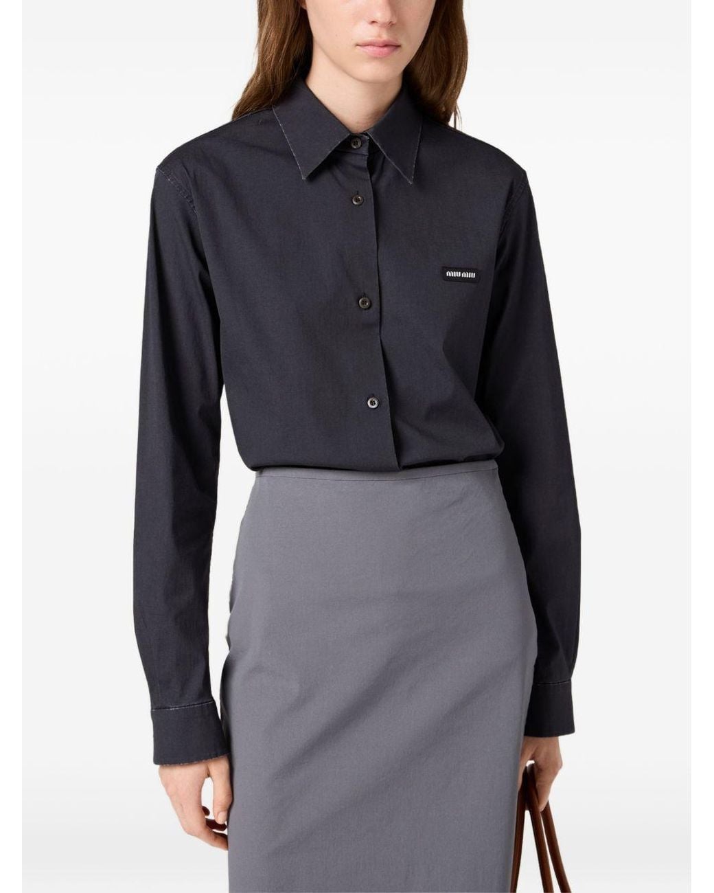 Miu Miu Blue Stretch Poplin Shirt