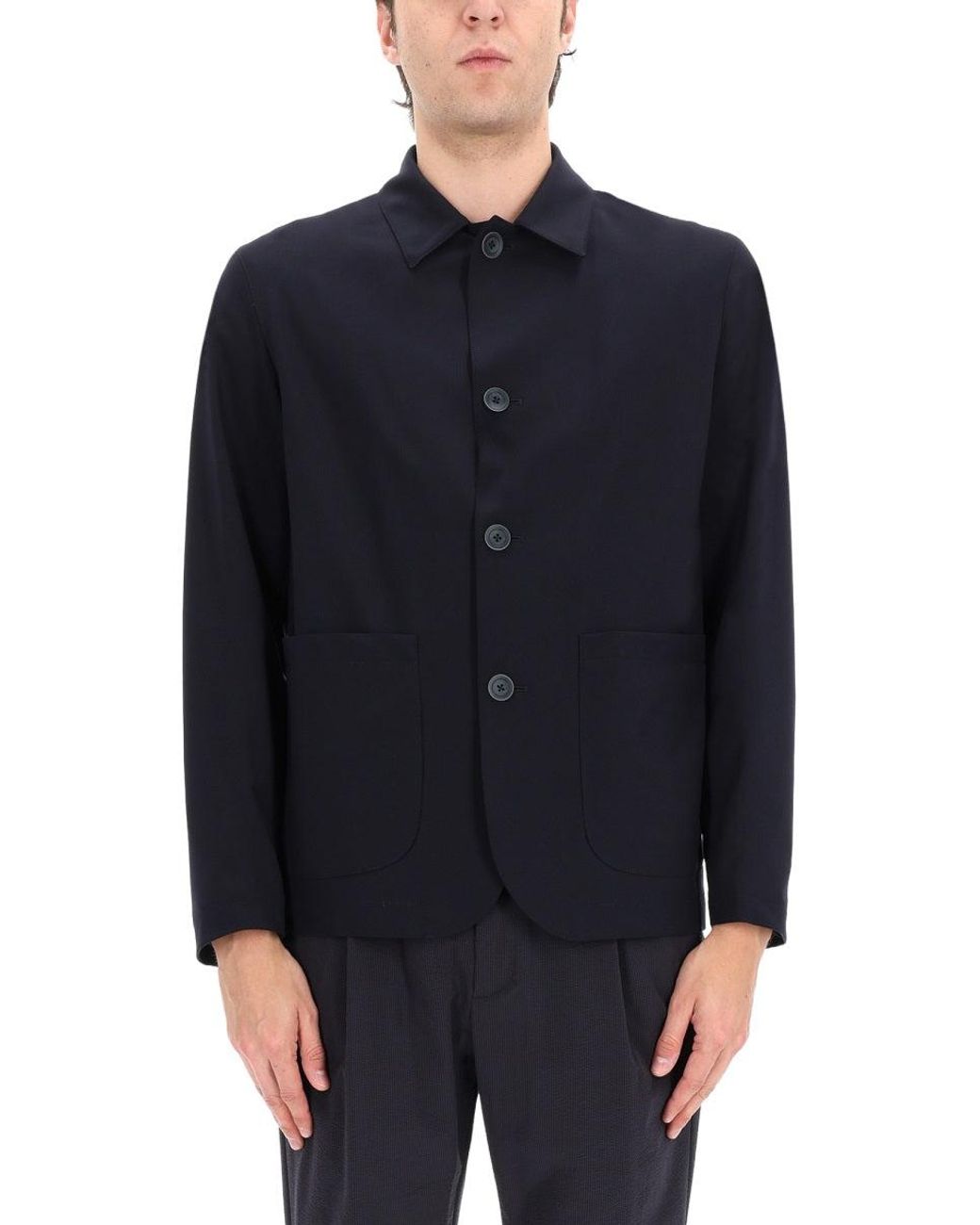 Herno Blue Wool Blend Blazer for men