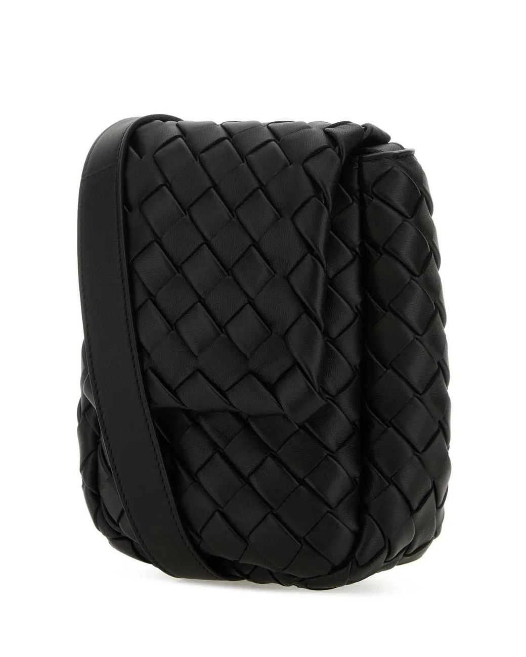 Bottega Veneta Black Mini Intrecciato Motif Nappa Crossbody Handbag for men