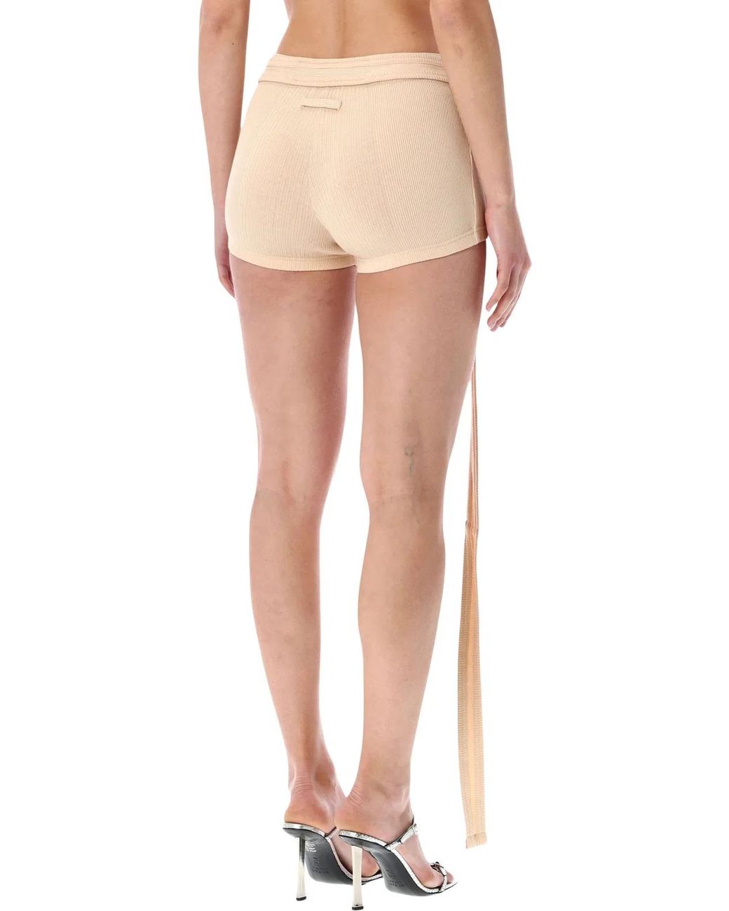Jean Paul Gaultier Natural Ribbed Patch Shorts