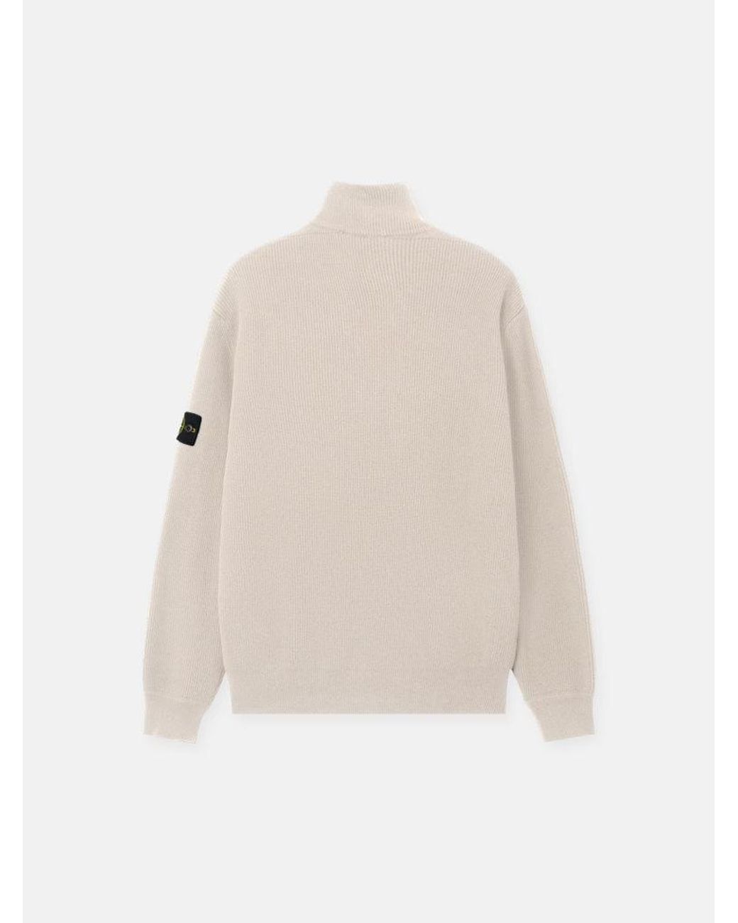 Stone Island Natural Logo-Patch Ribbed-Knit Zip-Fastening Cardigan for men