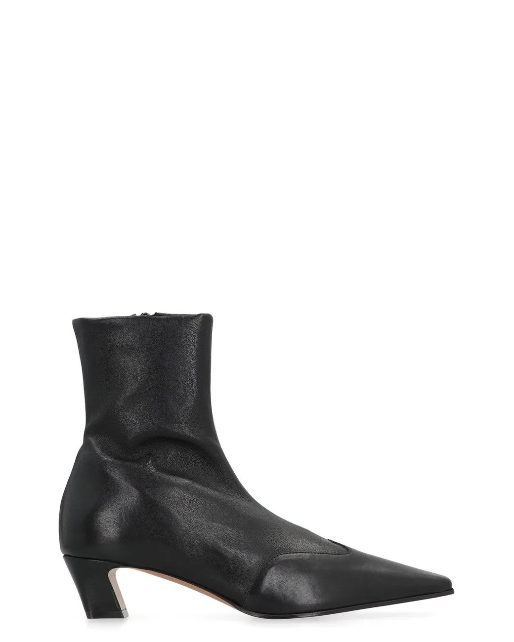 Khaite Black Nevada Leather Ankle Boots