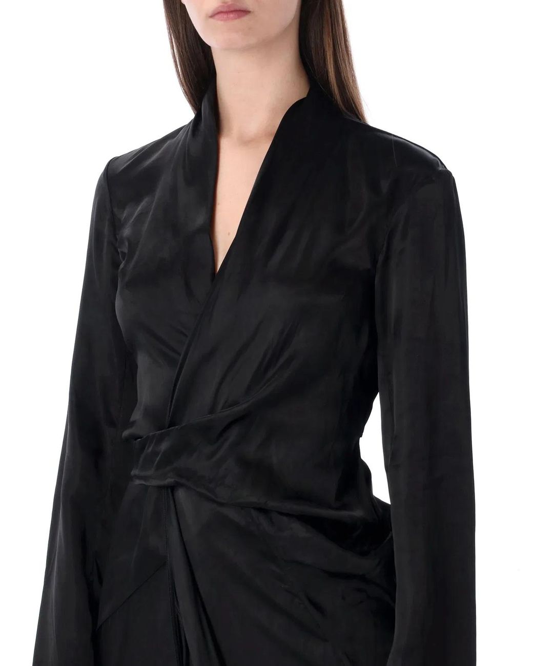 Rick Owens Black Long Wrap Gown