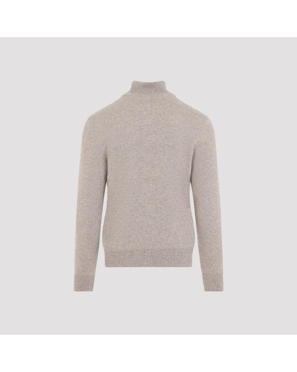 Brioni Gray Half-Button Up Sweater for men