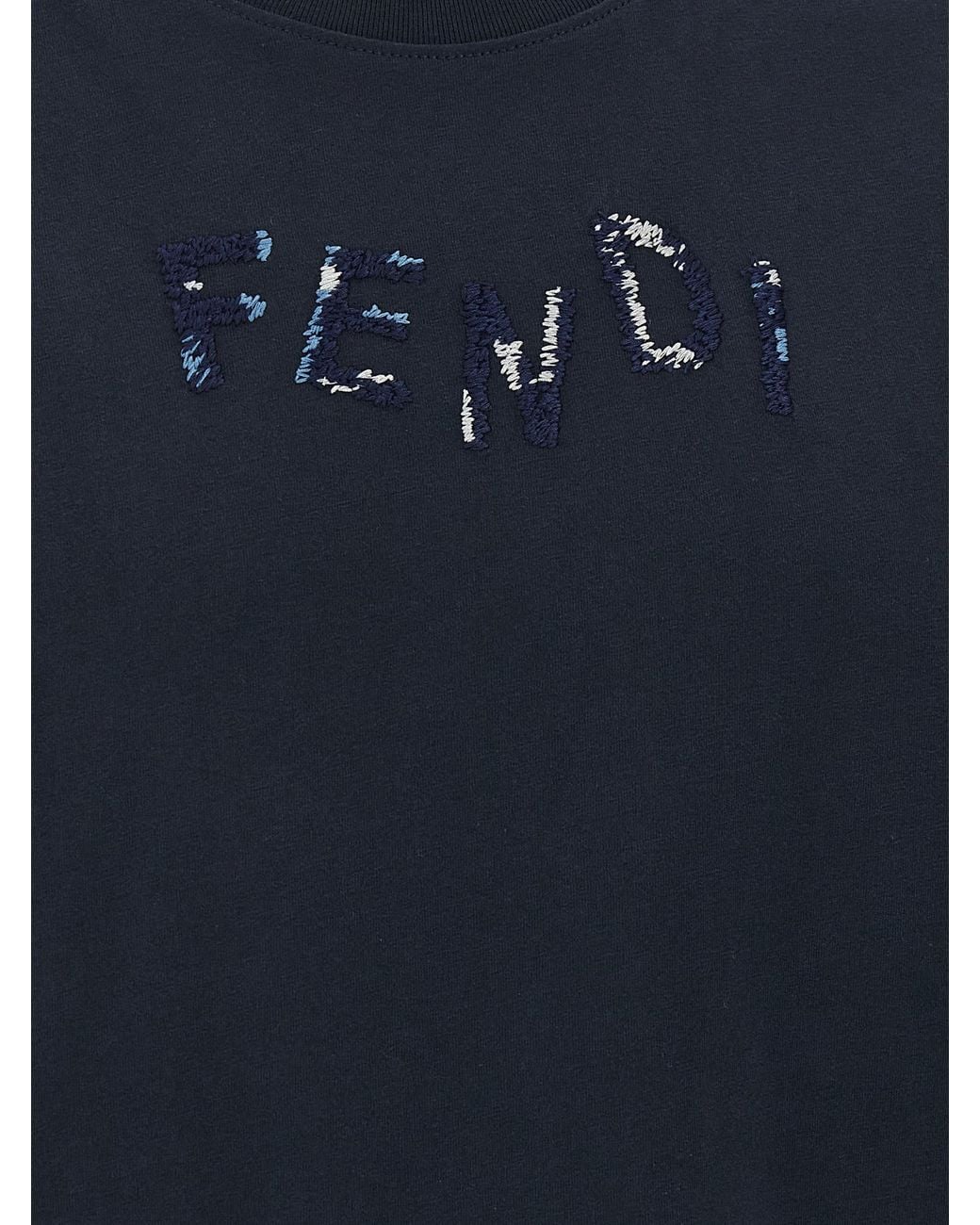 Fendi Blue Cotton T-Shirt for men