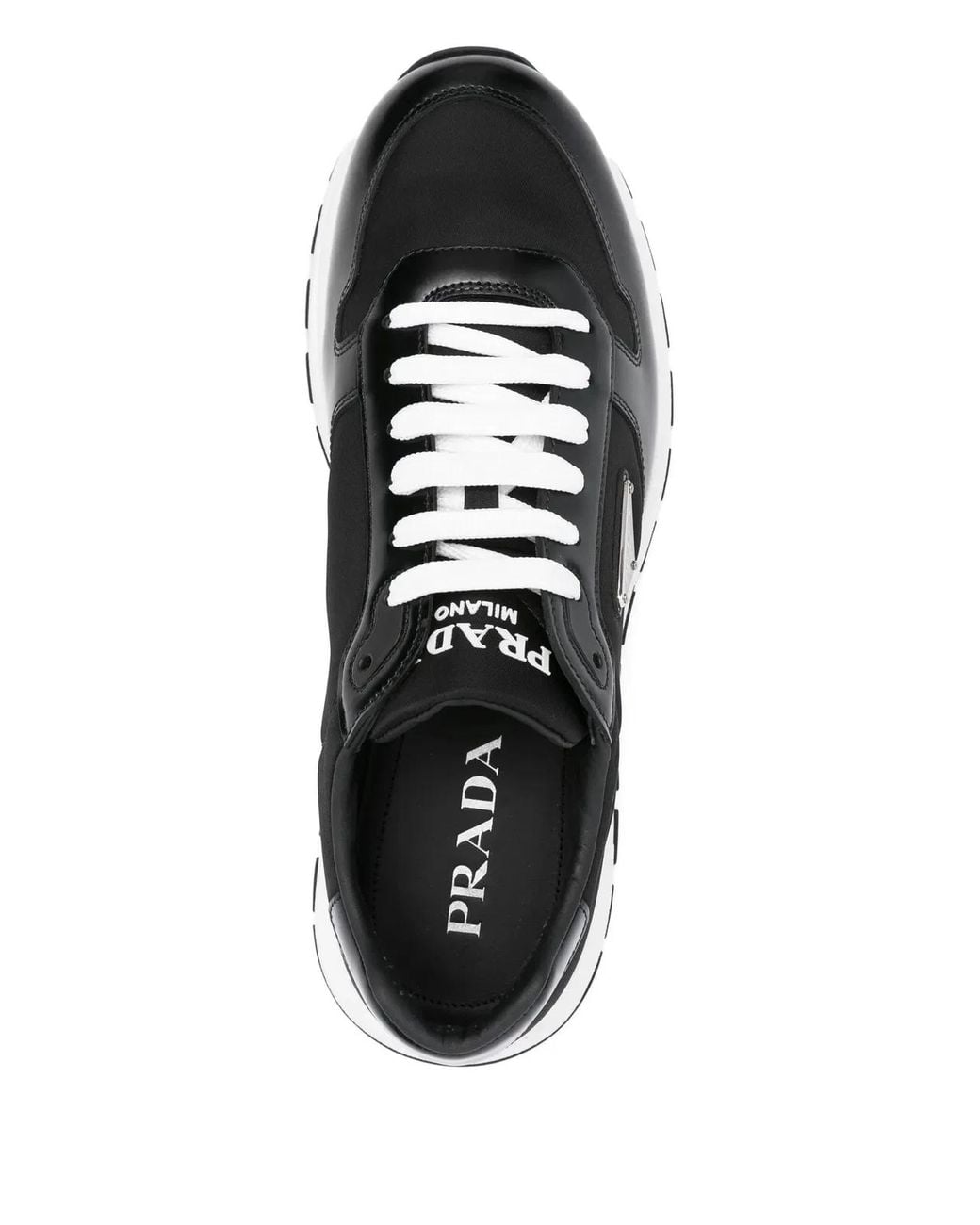 Prada Black Prax 01 Re-Nylon And Brushed Leather Sneakers for men