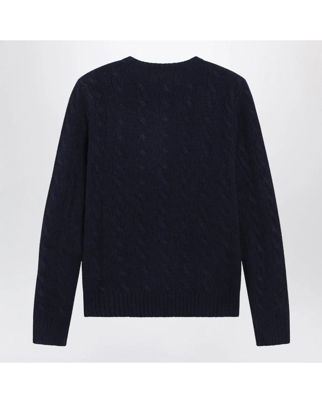 Polo Ralph Lauren Blue Crewneck Cableknit Wool And Cashmere Sweater