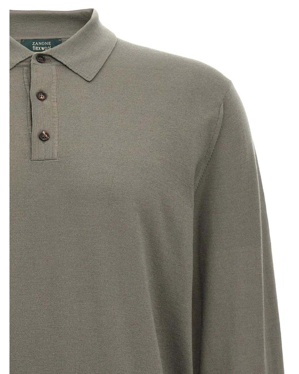 Zanone Gray Wool Polo Shirt for men