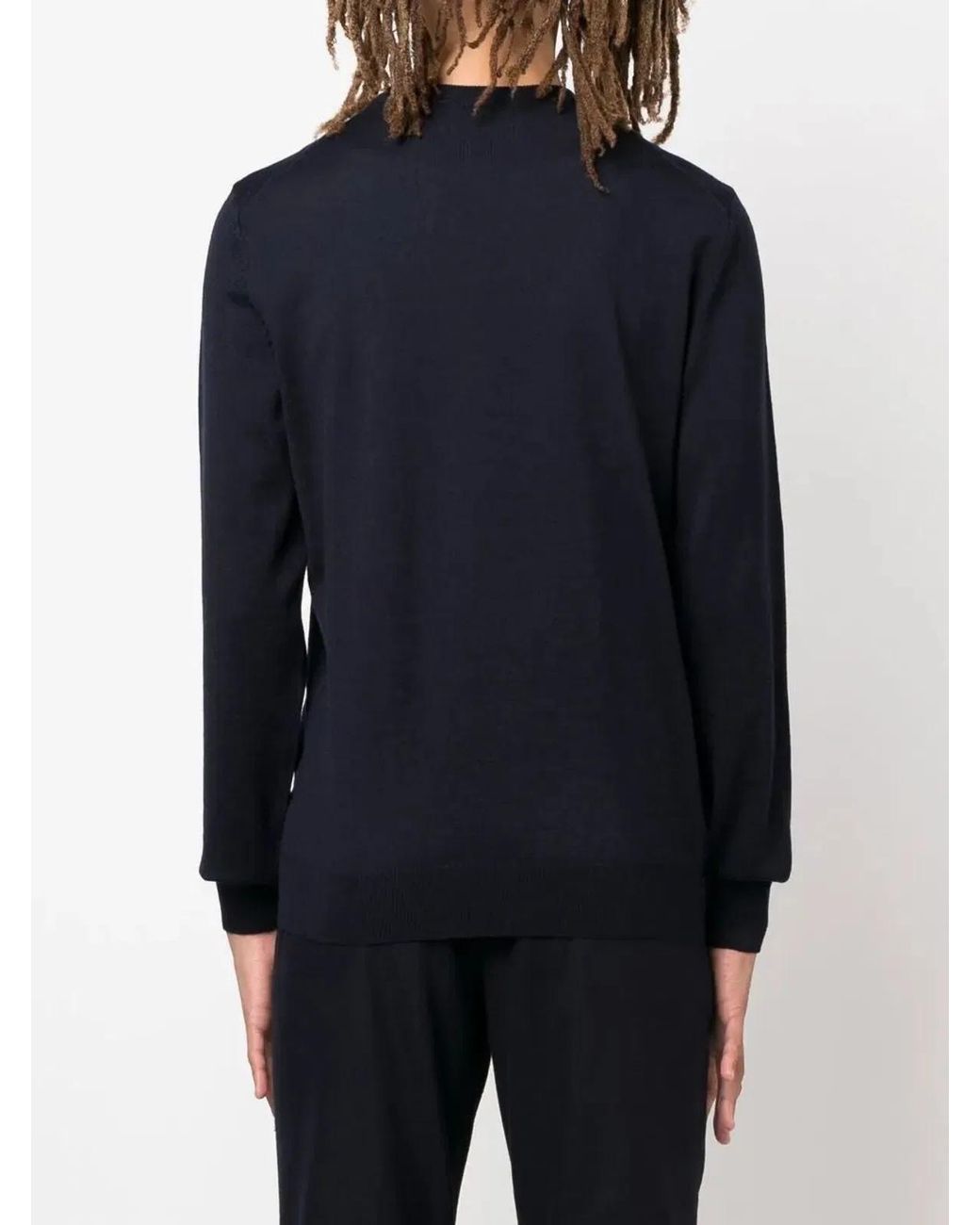 Boss Blue Regular Fit Virgin Wool Jumper With Embroidered Logo for men