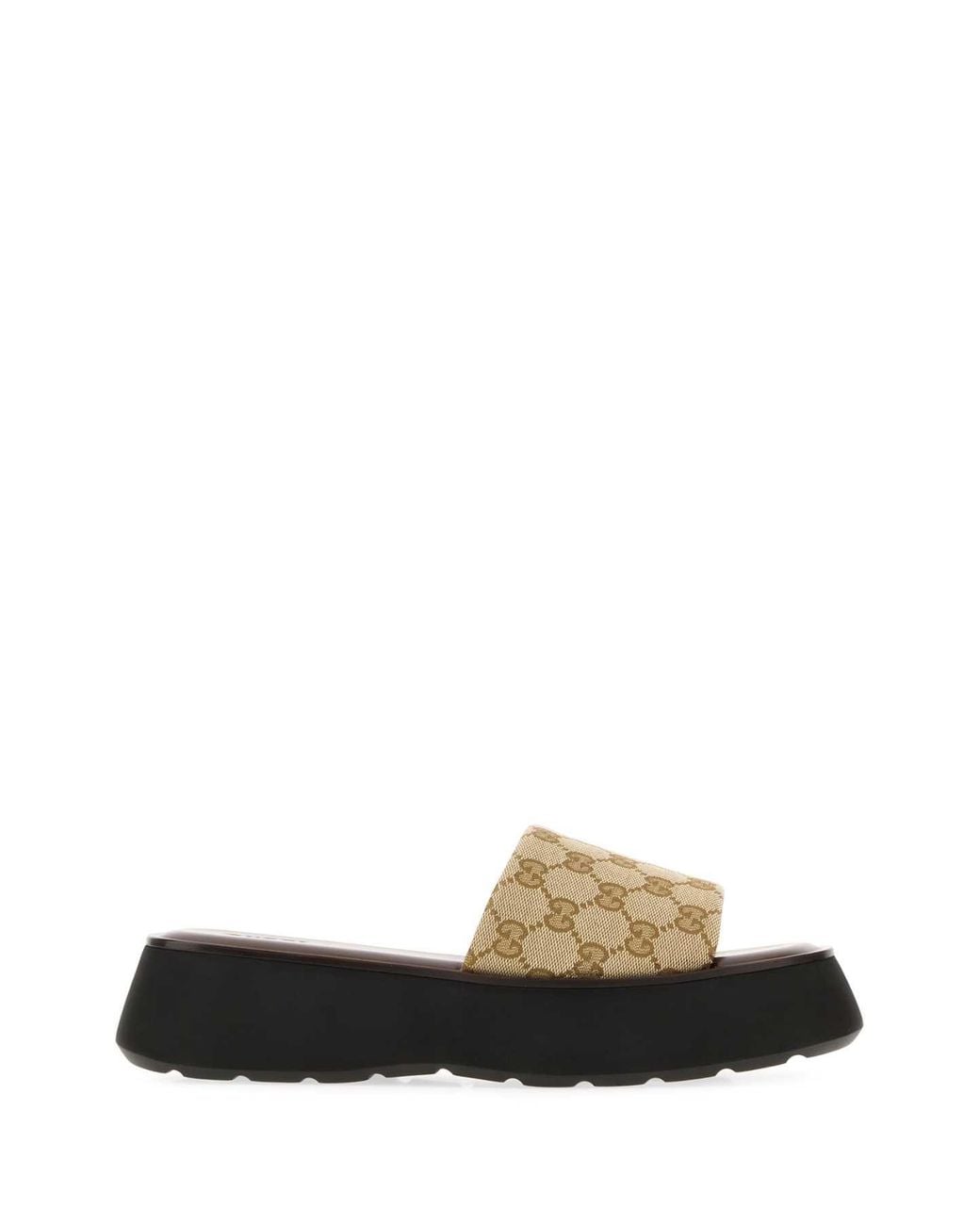 Gucci Black Platform Logo Strap Slides