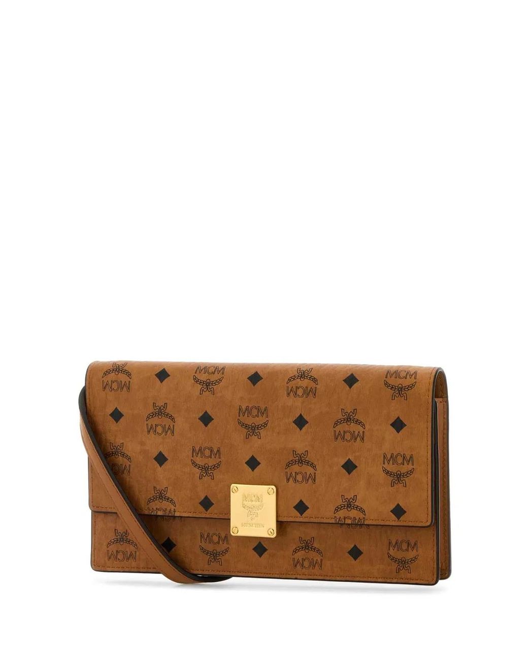 MCM Brown Aren Wallet With Shoulder Strap