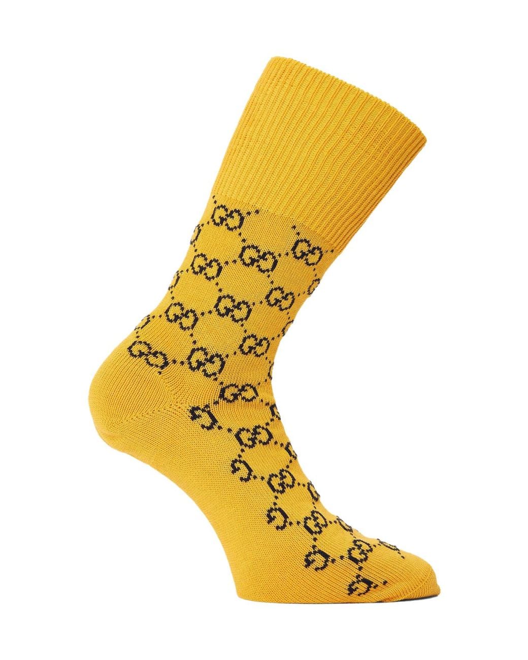 Gucci Yellow Monogram Logo Socks