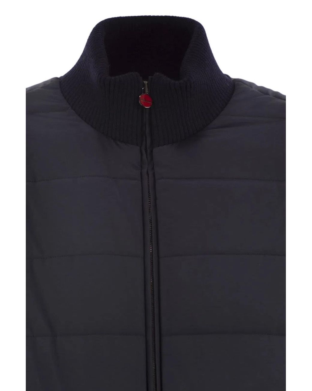 Kiton Blue Technical Fabric Bomber Jacket for men