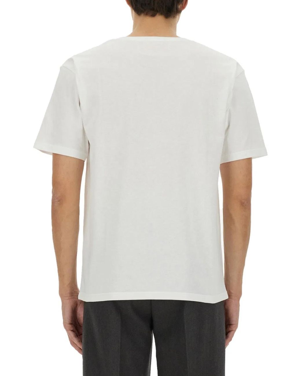 Valentino White Cotton Tshirt With Chez Print for men