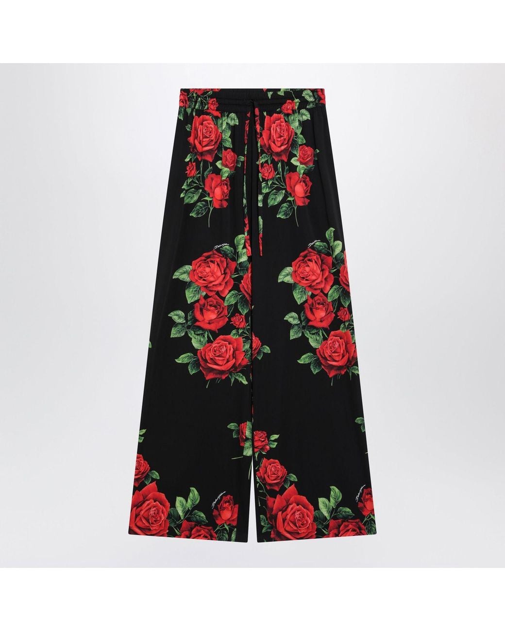 Dolce & Gabbana Red Dolce & Gabbana Silk Trousers With Floral Print