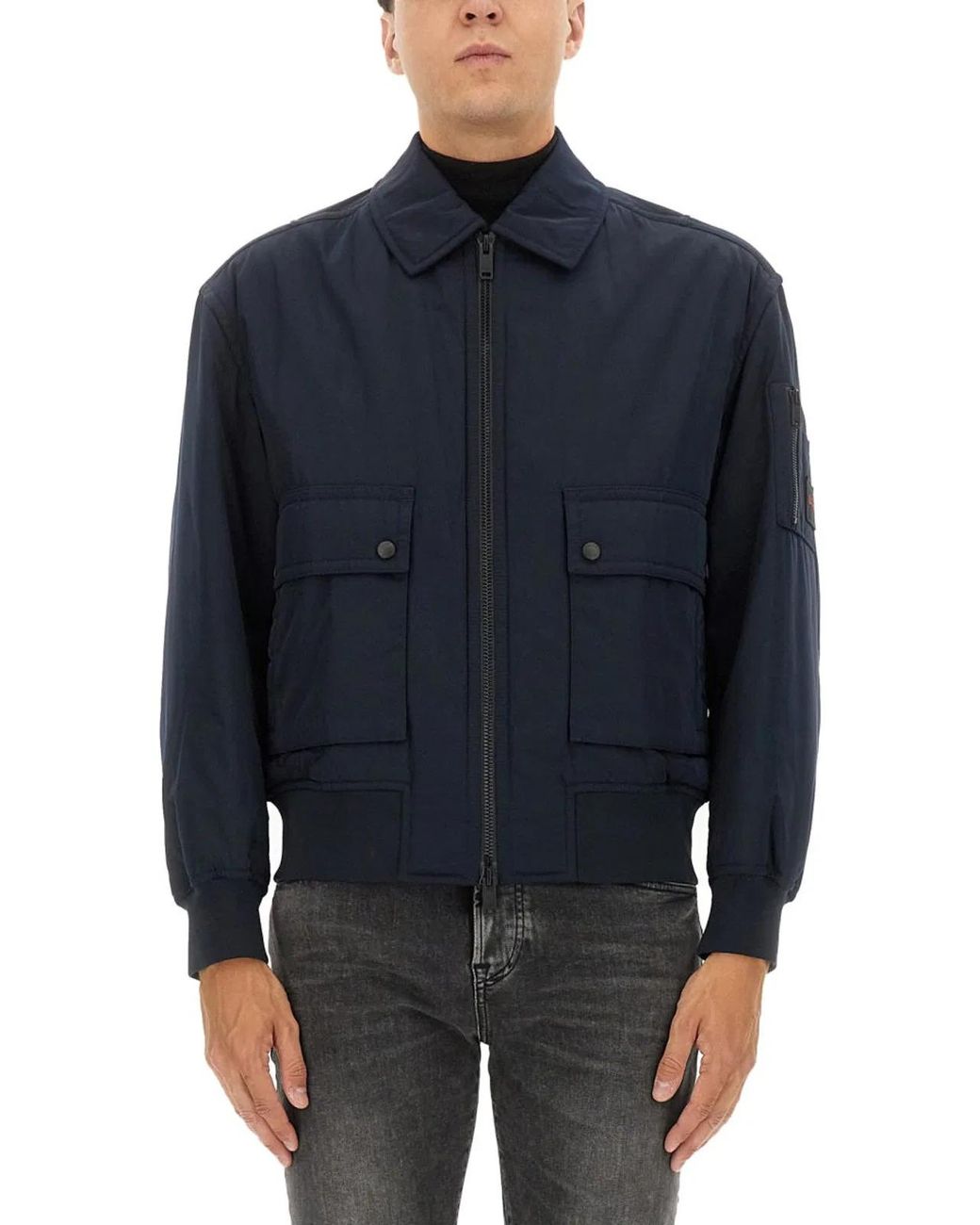 Boss Blue Polyester Jacket for men