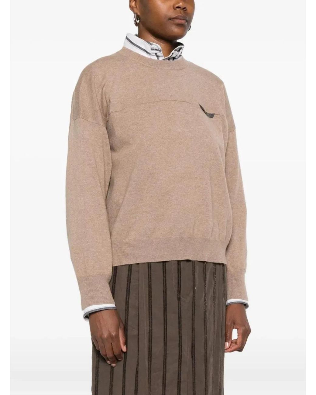 Brunello Cucinelli Natural Cashmere Crewneck Sweater