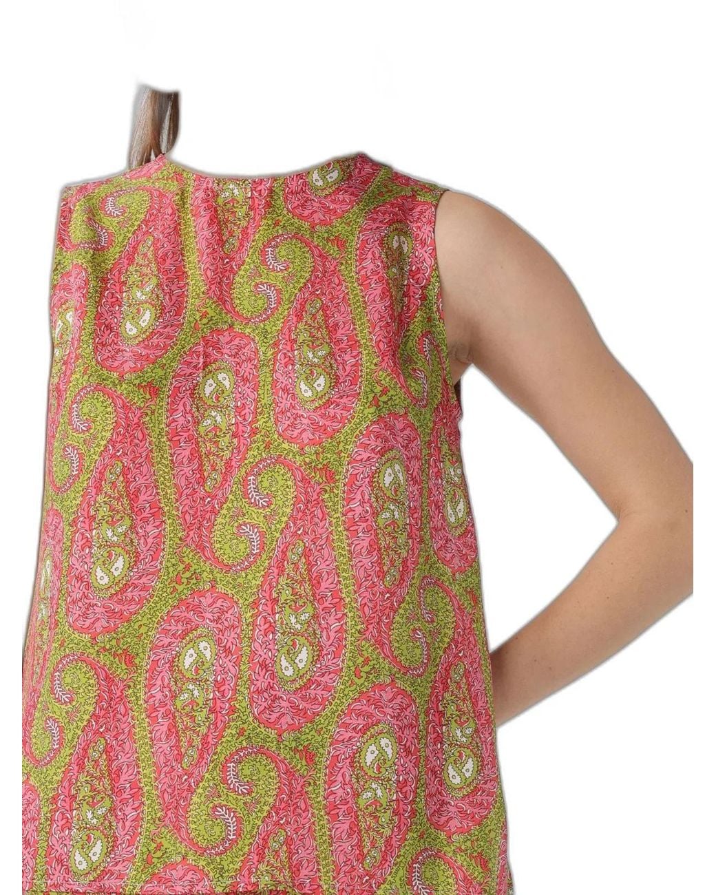 Etro Pink Paisley Foliage Pattern Top