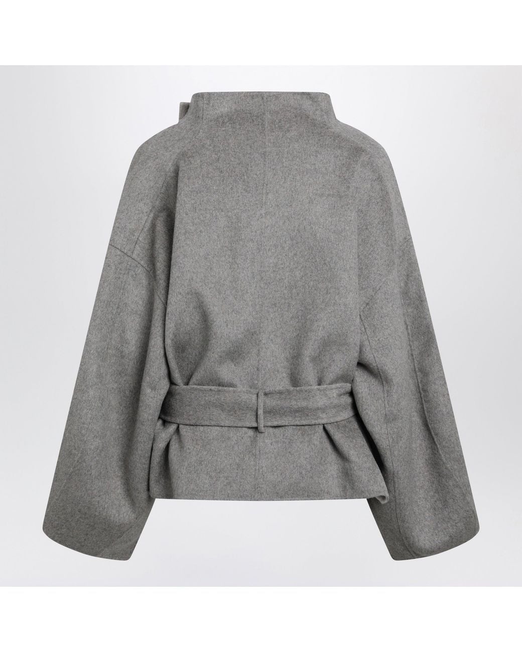 Frankie Shop Gray Onelle Short Wool-Blend Coat
