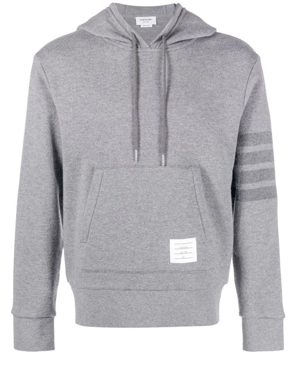 Thom Browne Gray Tricolor Knit Hoodie For for men