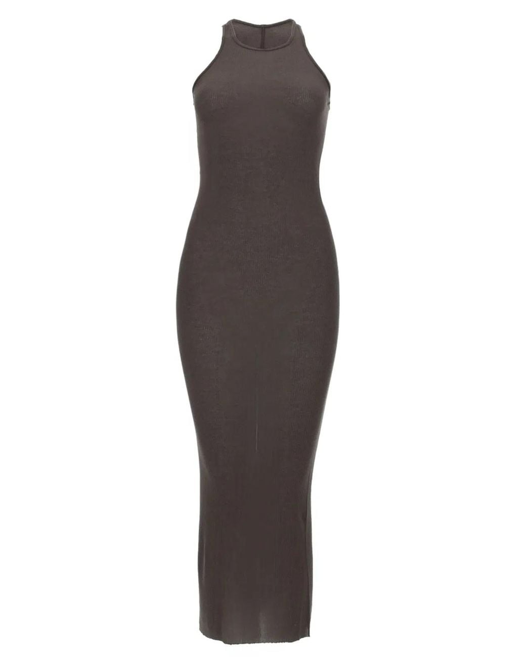 Rick Owens Gray Ribbed Midi Dress