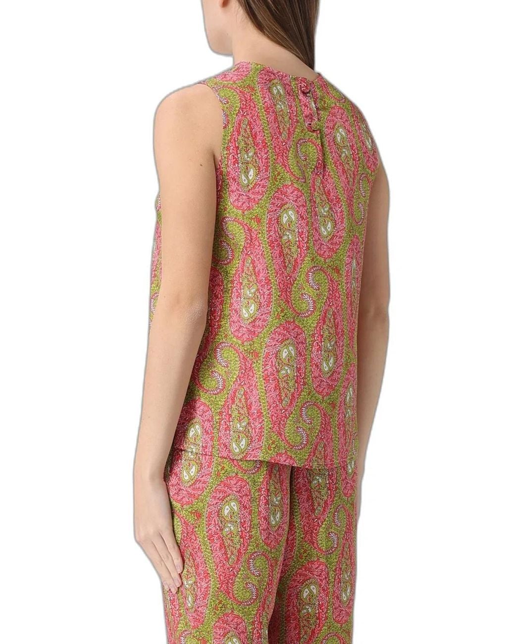 Etro Pink Paisley Foliage Pattern Top