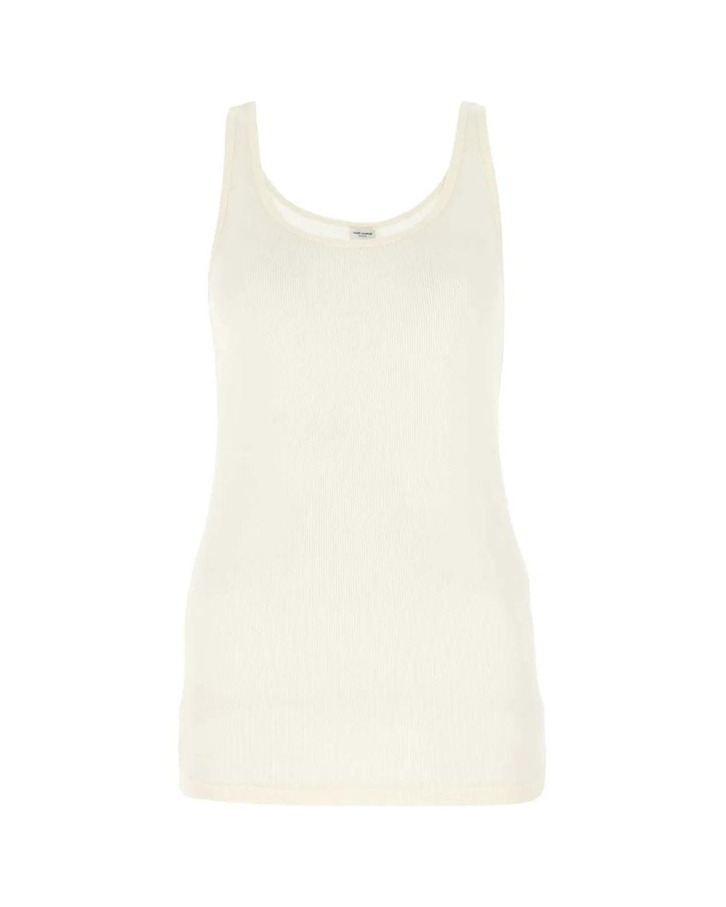Saint Laurent White Ivory Modal Blend Tank Top