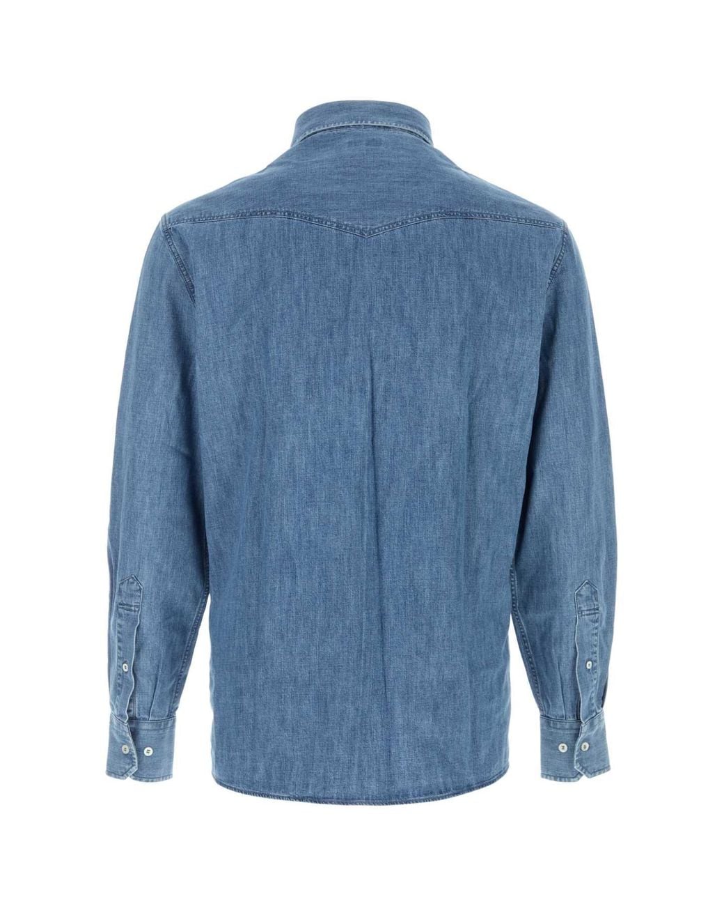 Brunello Cucinelli Blue Easy Fit Lightweight Denim Shirt for men