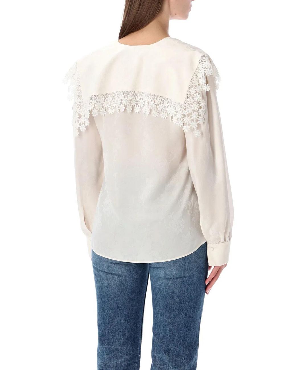 Chloé White Blouse With A Maxi Collar