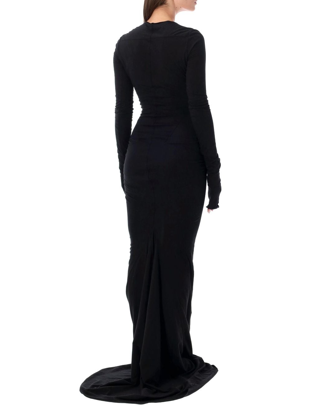 Rick Owens Black Long-Sleeve Fitted Maxi Dress