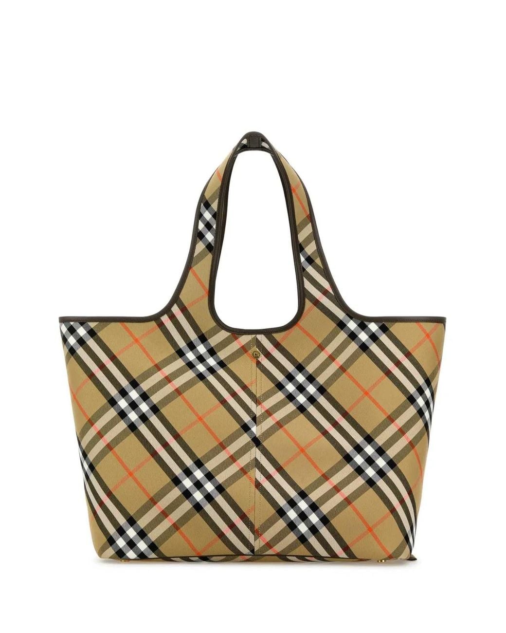 Burberry Metallic Embroidered Canvas Medium Check Shopping Bag