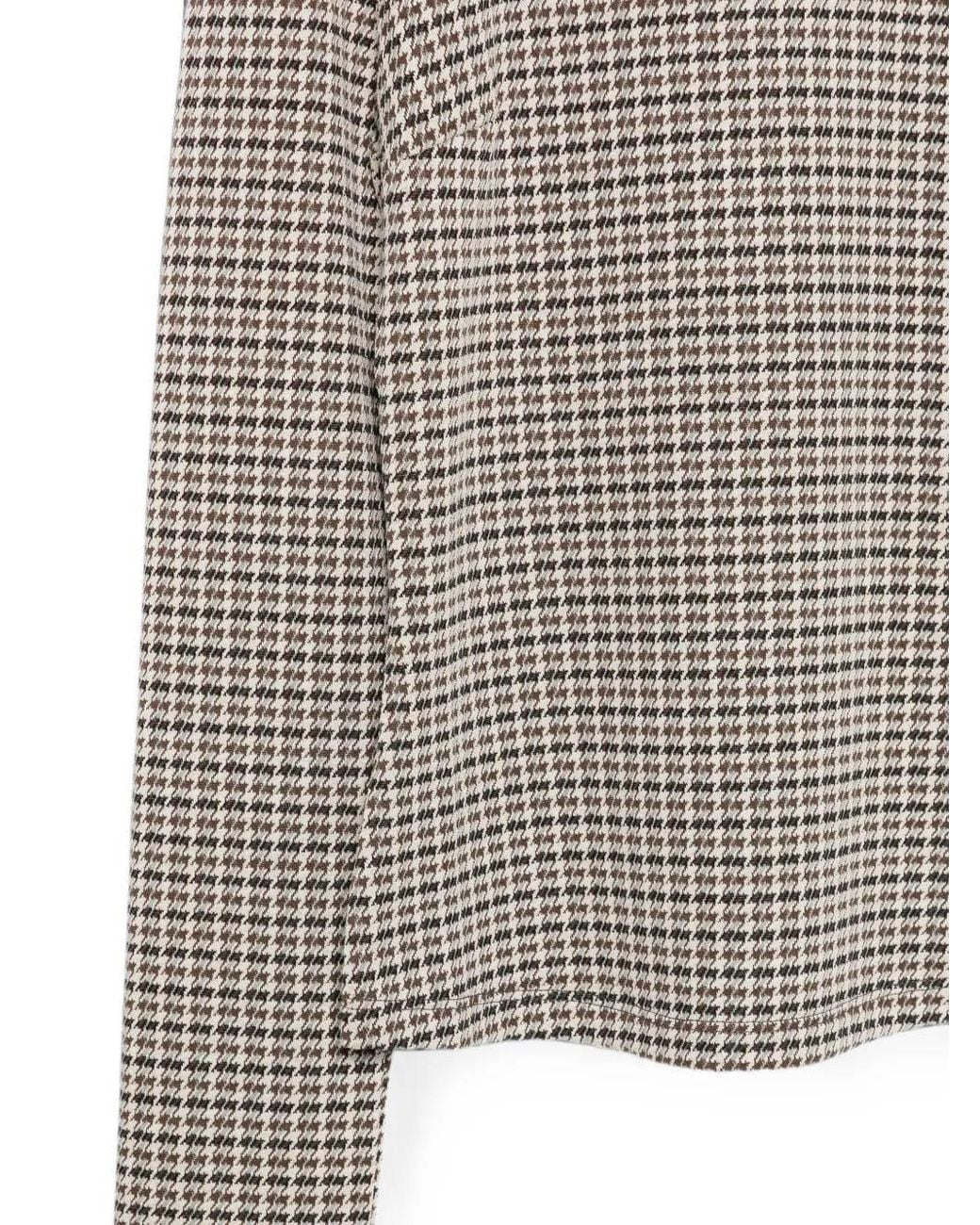 Patrizia Pepe Gray Micro Plaid Top With High Neck
