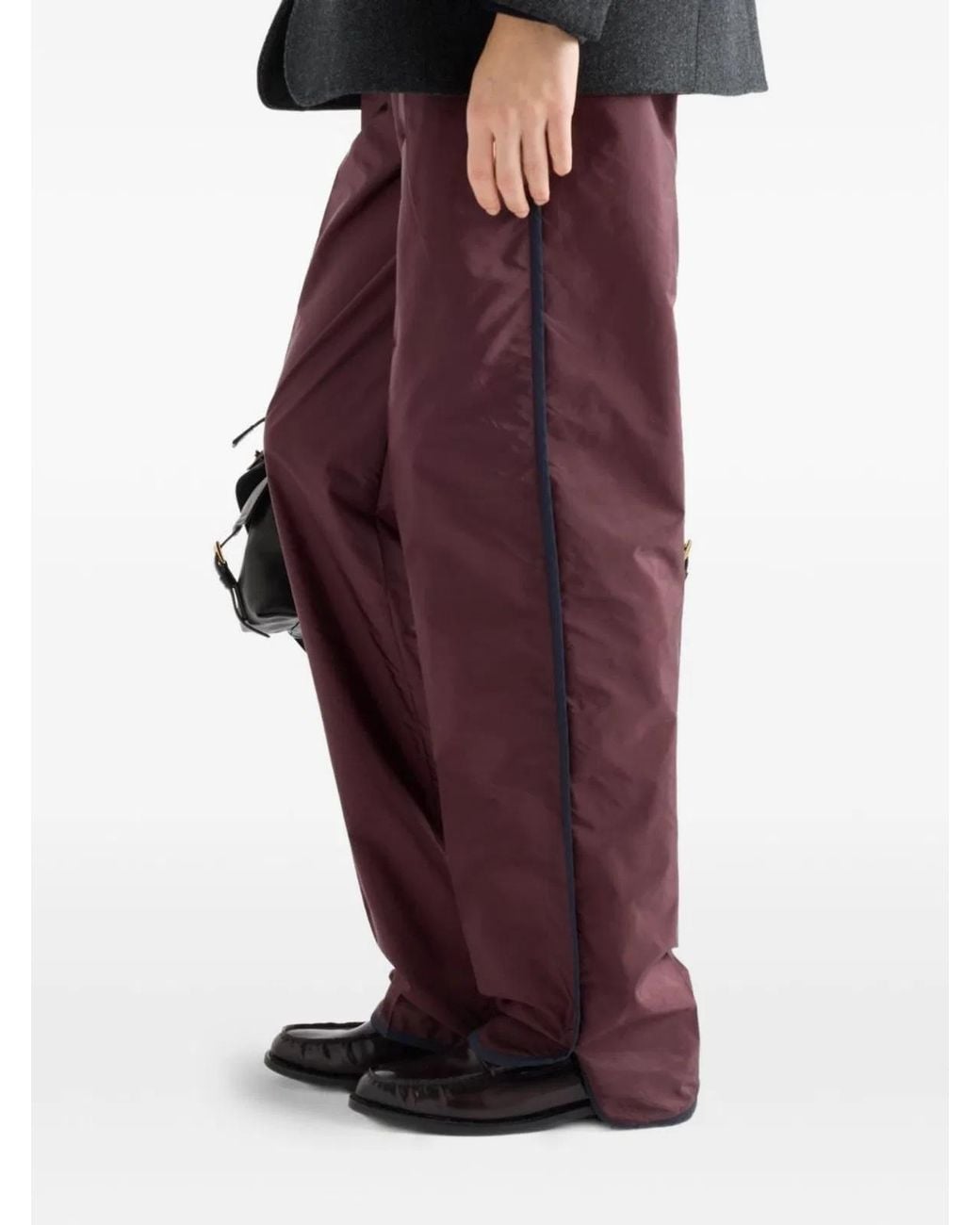 Prada Purple Bordeaux Recycled Polyamide Trousers