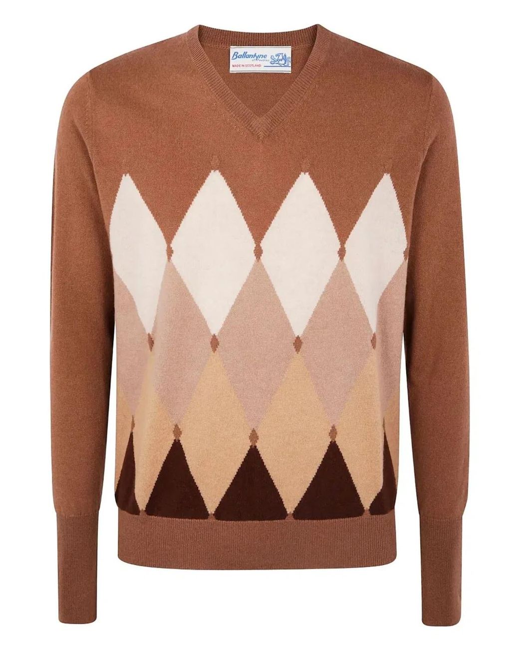 Ballantyne Brown V Neck Pullover for men