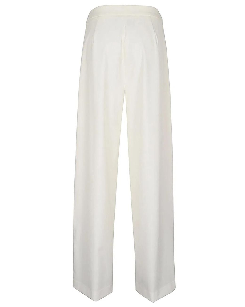 Erika Cavallini Semi Couture White Wool Twill Amelia Trousers