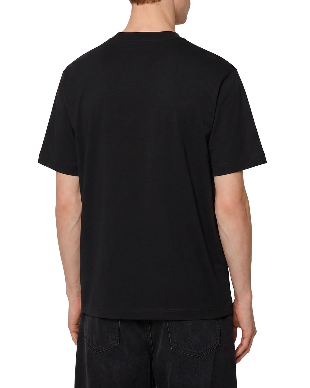 Burberry Black Cotton T-Shirt With Check Flag for men