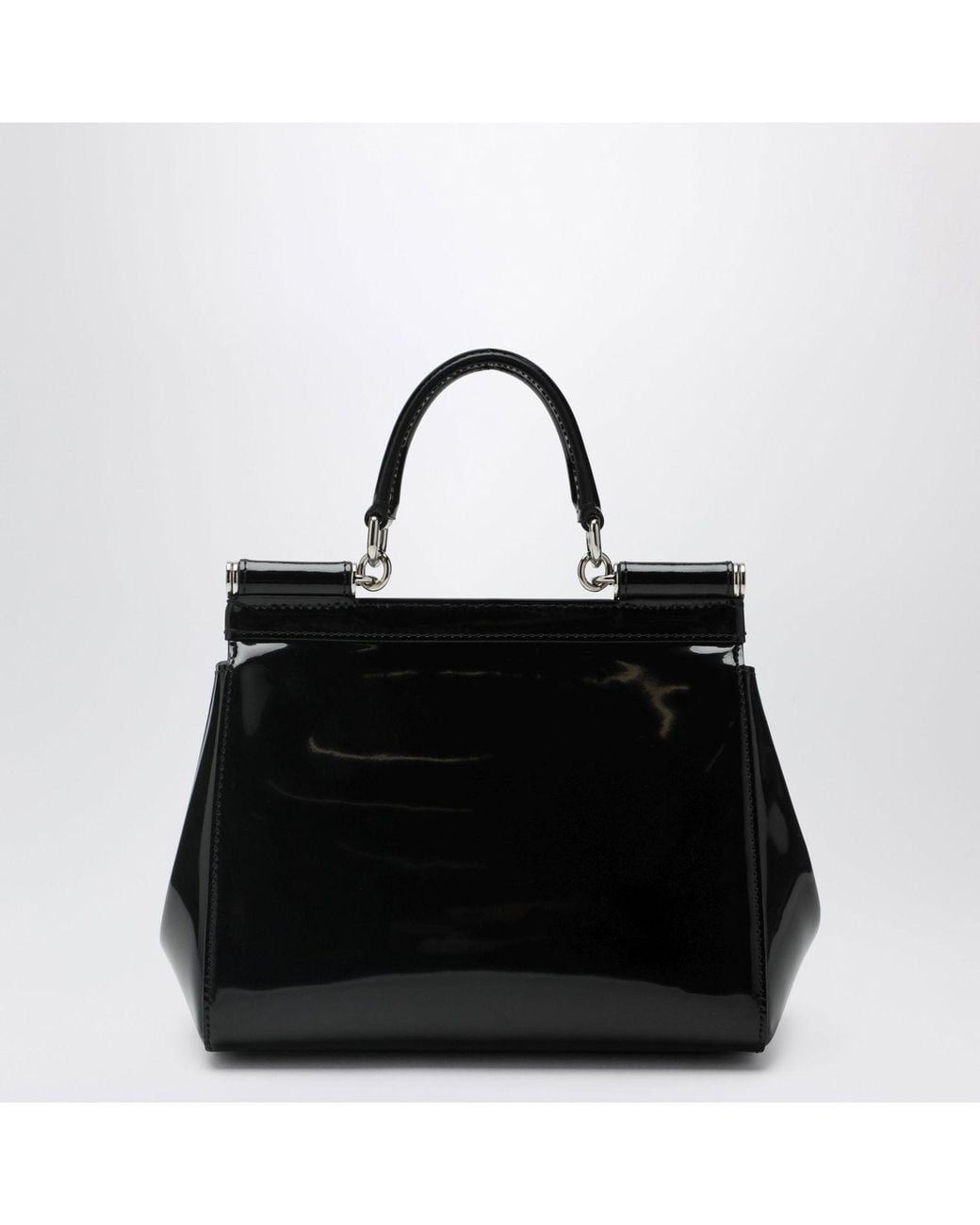 Dolce & Gabbana Black Dolce & Gabbana Small Sicily Glossy Calfskin Handbag