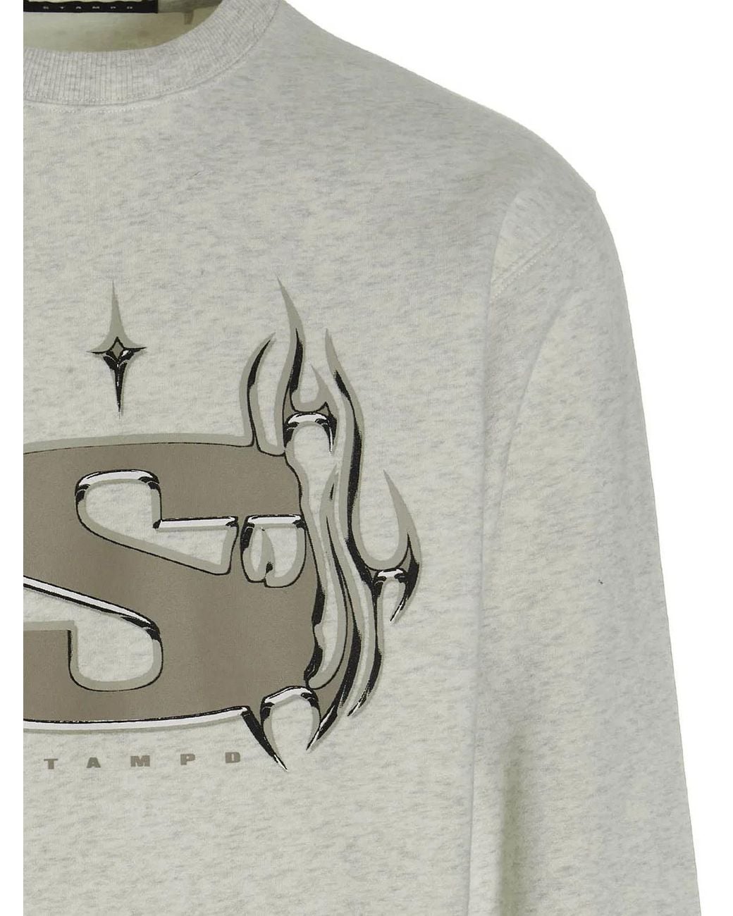 Stampd Gray 'Chrome Flame' Sweatshirt for men