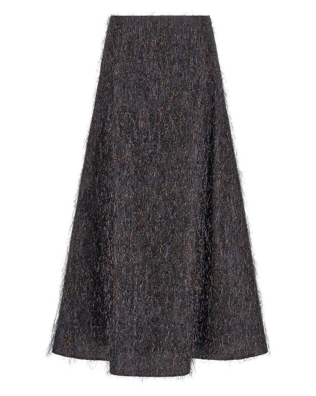 Peserico Gray Skirt With Metallic Fringes