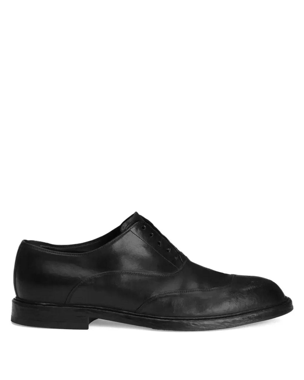 Dolce & Gabbana Black Dolce & Gabbana Leather Flat Shoes for men