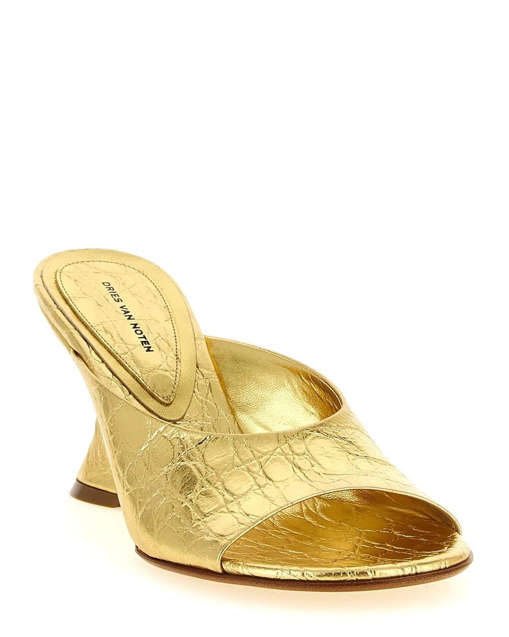 Dries Van Noten Metallic Curved Wedge Mules