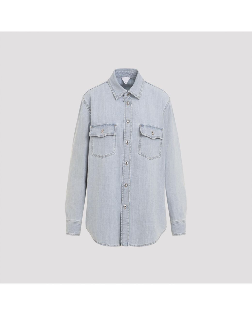 Bottega Veneta Blue Sky Bleached Oversize Denim Shirt