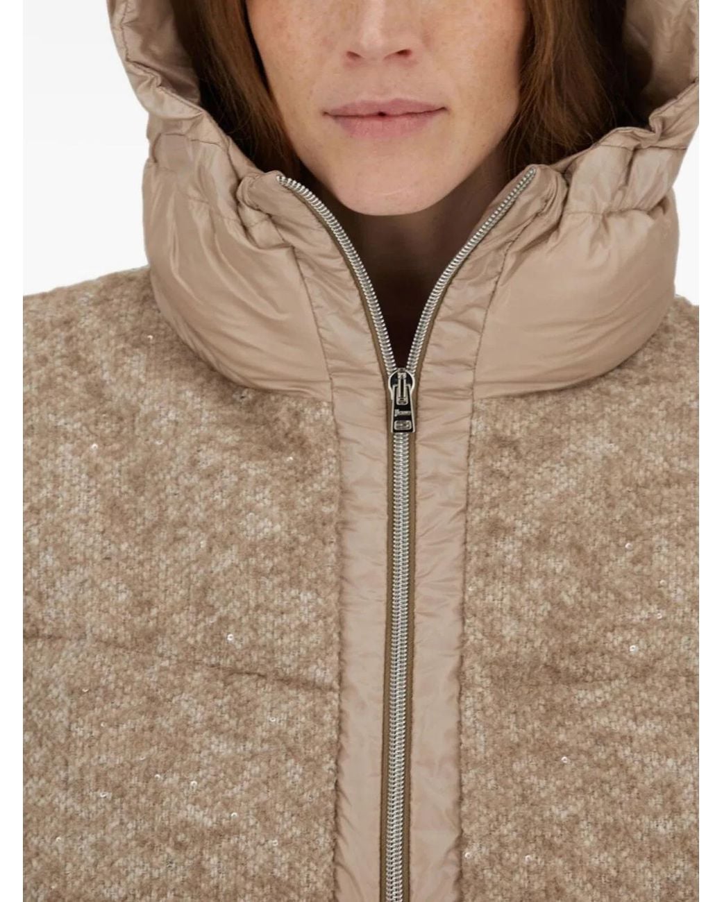 Herno Natural Bouclé Sequin Padded Jacket