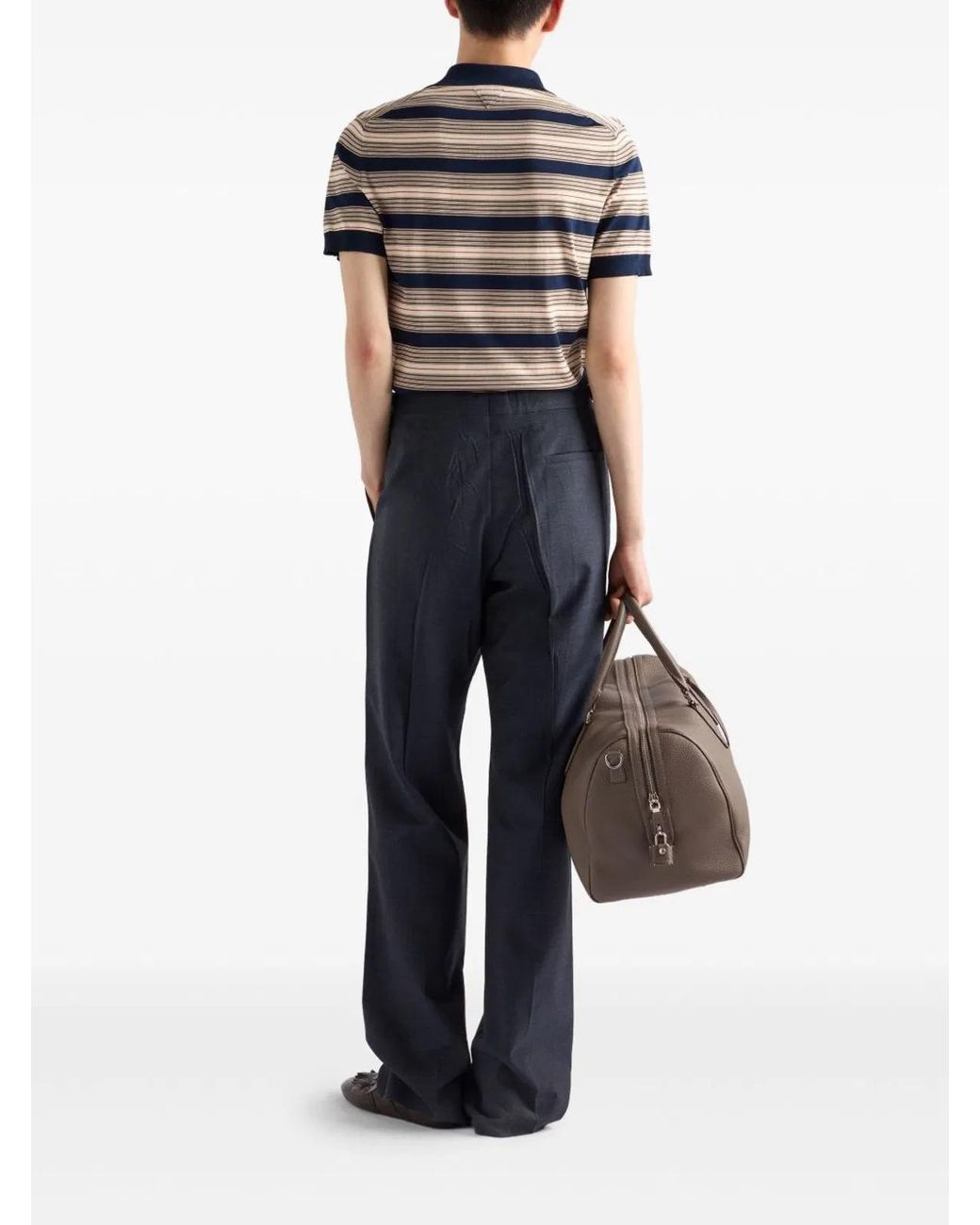 Prada Blue Cotton Polo Shirt for men