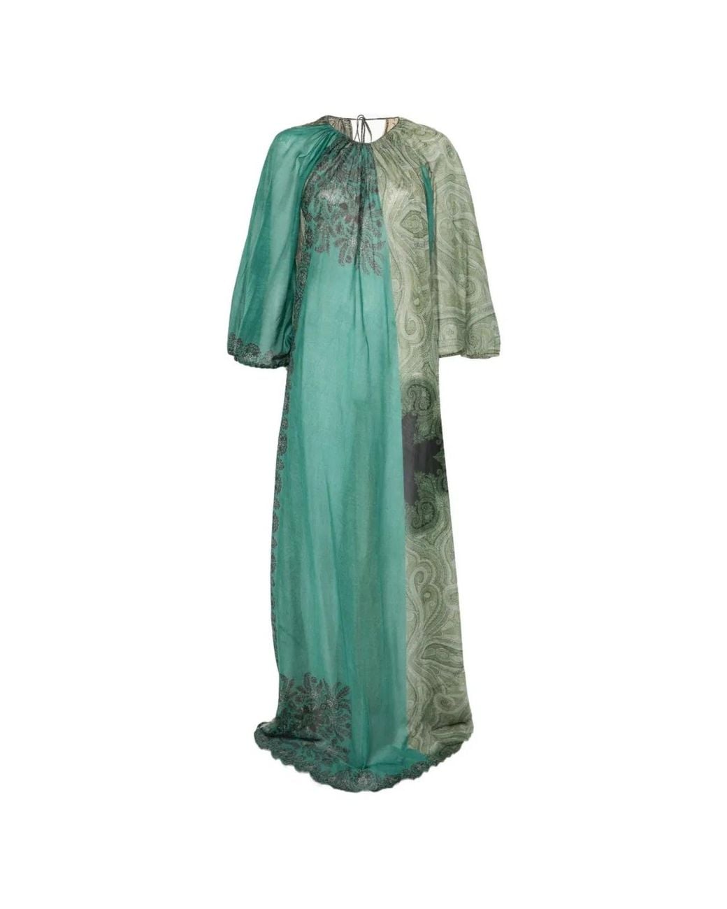 Pierre Louis Mascia Green Silk And Cotton Blend Long Dress