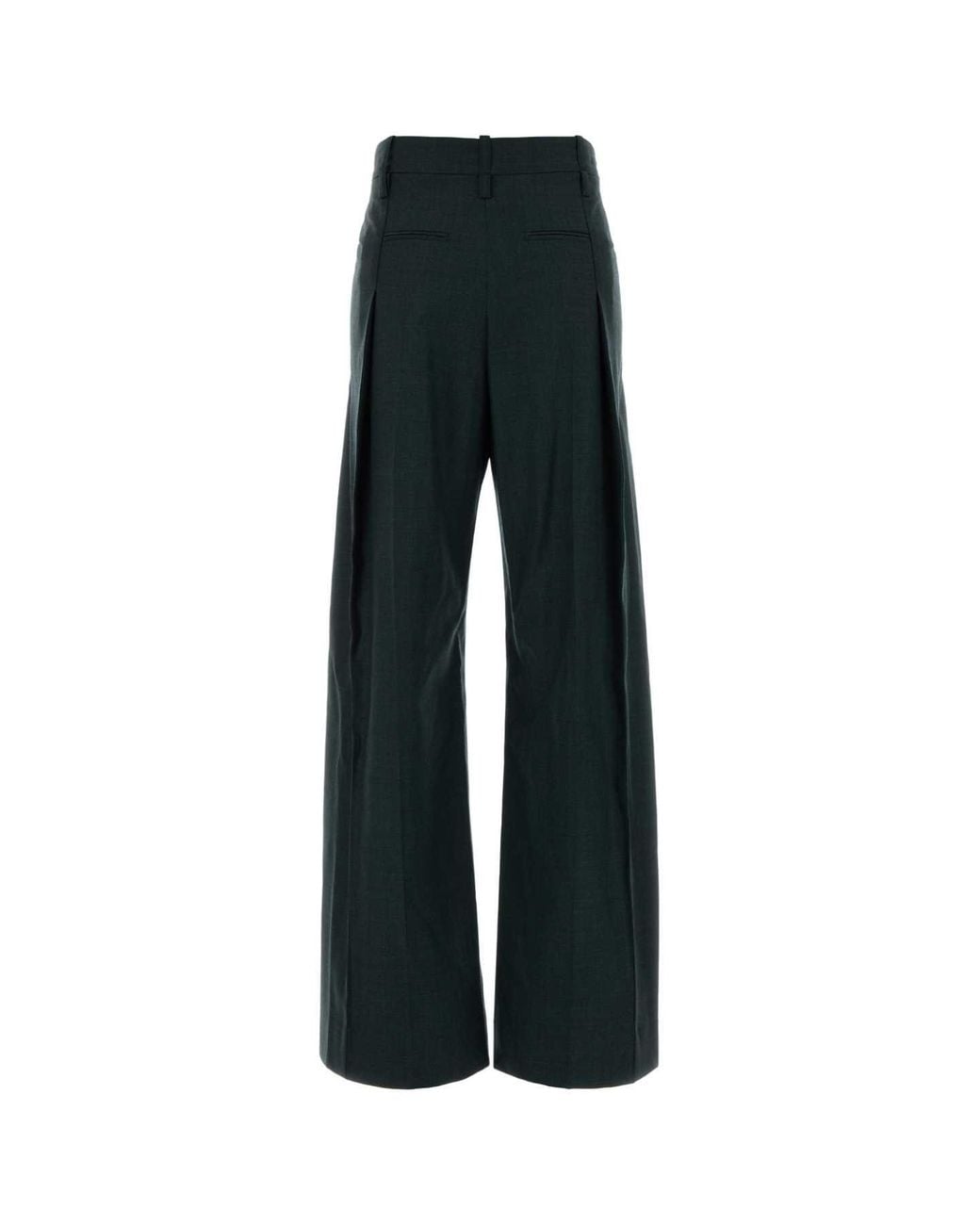 Victoria Beckham Black Bottle Wool Ethel Palazzo Pant